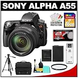 Sony Alpha A55 Translucent Mirror Technology Digital SLR Camera Body & 18-250mm DT Lens with 16GB Card + Battery + Filter + Case + Tripod + Accessory Kit