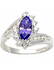 14K White Gold Tanzanite and Diamond Ring -- LIFETIME WARRANTY