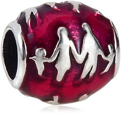 Charmstar Family Bonds Charm with Violet Enamel Authentic Sterling Silver Oval Beads Fit European Bracelets