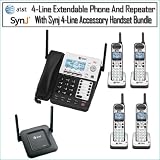AT&T SB67118 SynJ 4-Line Extendable Range Corded-Cordless Small Business Phone System with 4 Extra Handsets and DECT 6.0 Range Repeater
