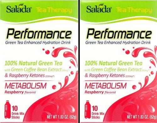 Salada Tea Therapy Performance Drink Mix Sticks -- 2 Packs each of 10 Sticks -- Metabolism Formula