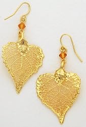 Earrings - Cottonwood Leaf, Gold Plated