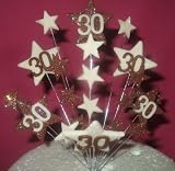 Star Age 30th Birthday Cake Topper Decoration in Choc & Cream Picture