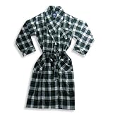 Stafford - Mens Flannel Plaid Robe, Green, Navy, White