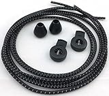 Reflective No-Tie Shoe Laces - Elastic Safety Laces with Locks (Black)