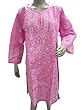 Yoga Kurti Tunic Pink Cotton Embroidered Kurta