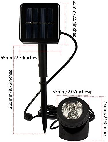 LAPUTA Waterproof Solar Powered LED Spotlight,Waterproof Available for Outdoor Garden Pool Pond Spot Lamp Light, Dusk to Dawn Dark Auto Sensing,Adjustable Lighting Angle, Auto On/Off