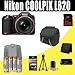 Nikon COOLPIX L820 16 MP Digital Camera with 30x Zoom (Red) 2600 mAh 4 AA Pack NiMH Rechargeable Batteries and Charger + 8GB SDHC Class 10 Memory Card + Carrying Case + SDHC Card USB Reader + Memory Card Wallet + Deluxe Starter Kit Bundle DavisMAX Accessory Kit