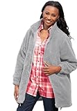 Woman Within Plus Size Berber Fleece Jacket (Heather Grey,M)
