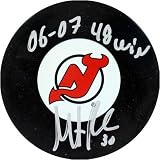 Martin Brodeur New Jersey Devils Autographed Hockey Puck with 6/7/2008 48 Wins Inscription