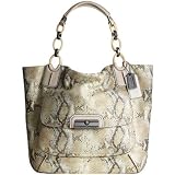 Authentic Coach Kristin Embossed Metallic Python North South Tote Handbag 16797 Ivory