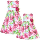 Rare Editions GIRLS 2T-6X FUCHSIA-PINK BLUE GREEN BOLD FLORAL PRINT Special Occasion Wedding Flower Girl Party Dress
