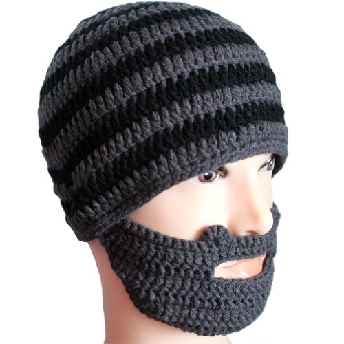 Amurleopard Unisex Knit Beanie Stubble Beard Style1 Grey