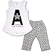 Baby Girls Summer Cotton Letters Tank Top+Leopard Leggings Pants Set Outfit