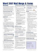Microsoft Word 2007 Mail Merge & Forms Quick Reference Guide (Cheat Sheet of Instructions, Tips & Shortcuts - Laminated)