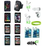 19-piece FULL ACCESSORY BUNDLE LEATHER SKIN CASE CAR HOME WALL CHAGER KIT for Apple iPod Touch 3G 3rd Generation