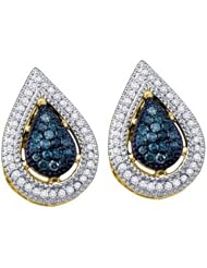 10K Yellow Gold 0.40CT Blue Diamond Fashion Earrings