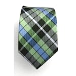 SAVE $34 - 100% Silk Woven Green Plaid Skinny Tie $15.99