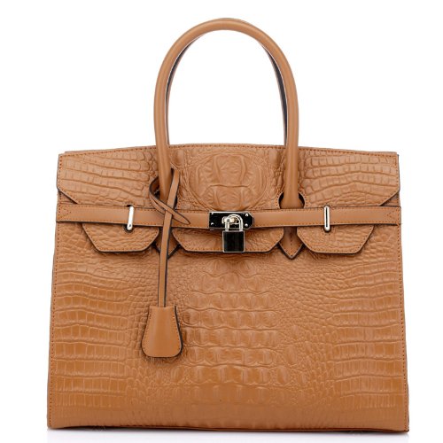 Vicenzo Aidos Gator Italian Leather Tote Handbag