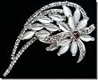 White and Silver Crystals Flower Pin B1R23