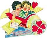 Gallery Graphic Girl and Boy in an Airplane Mechanical Valentine Card