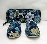 Vera Bradley Slippers W/ Pouch Mod Floral Blue Small