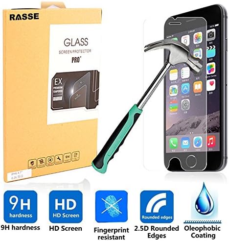 iPhone 6 Screen Protector, Rasse 9H Super Hardness 0.26mm Ultra Thin 2.5D Rounded Edges HD Premium Tempered Glass Screen Protector Guardian For Apple iPhone 6 4.7 Inch 4.7" - Scratch Resistance/Antifouling/Explosion Proof - Easy to Install, Retail Packaging (RS6GSP01)