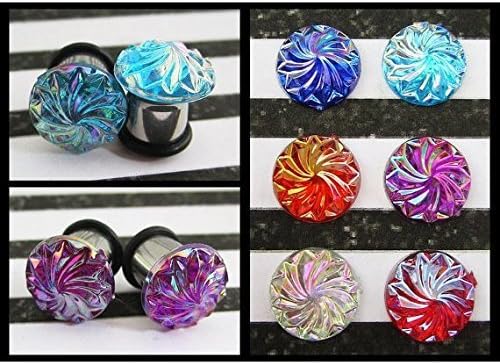 Ice Cream Swirl top EAR PLUG Gauge Size 8g, 6g, 4g, 2g, 0g, 00g, aka 3, 4, 5, 6, 8, 10mm