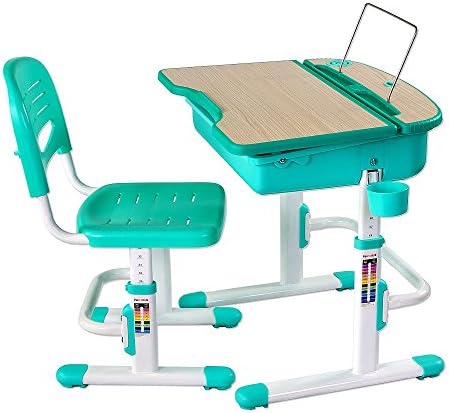FUN DESK Children's Ergonomic Study Desk &amp; Chair Set in CAPRI (GREEN)