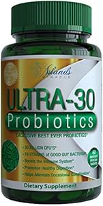 ULTRA-30 Probiotics 30 Billion CFU's & 18 Strains Supplement - The Best Most Complete Probiotic On Amazon - Plus Prebiotics Digestive Health Supplements, Fiber, & Enzymes For Women & Men