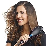 Simply Straight Ceramic Brush Hair Straightener, Black/Pink