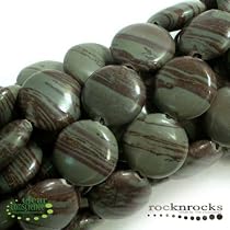 PREMIUM PAINTBRUSH JASPER 14MM COIN GEMSTONE BEADS