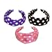 Polka Dot Retro Head Band pack of 3 colors black, blue and pink