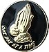 Praying Hands One Day At A Time Black Gold Plated Medallion Chip Serenity Prayer by RecoveryChip