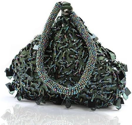 Womens Solid Sequin Evening Clutch SFX-0951 Blackish Green