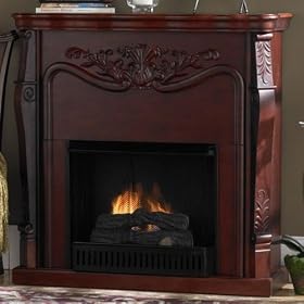 Raphael Carved Ventless Fireplace, GEL, MAHOGANY by Home Decorators Collection