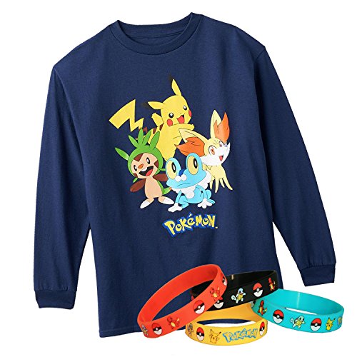 Pokemon Big Boys' Poke Crew T-shirt Tee with Bracelet