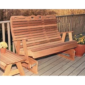 6' Red Cedar Royal Sweetheart Highback Glider with Stain by