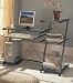Contemporary Grey Metal Computer Desk w/Book Shelf & keyboard Tray