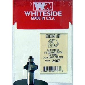 2107 CARBIDE-TIP 2 FLUTE BEADING BIT W BALL BEARING GUIDE 5 16 RADIUS X 1-1 8 DIA X 1 2 CL... by Whiteside