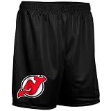 NHL New Jersey Devils Black Team Applique Mesh Shorts (Small)