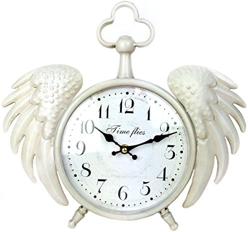 Time Flies Winged Desk or Hanging Clock - Antique White