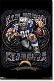 Black Painted Wood Framed San Diego Chargers Runningback Sports Posters 22x34" Print