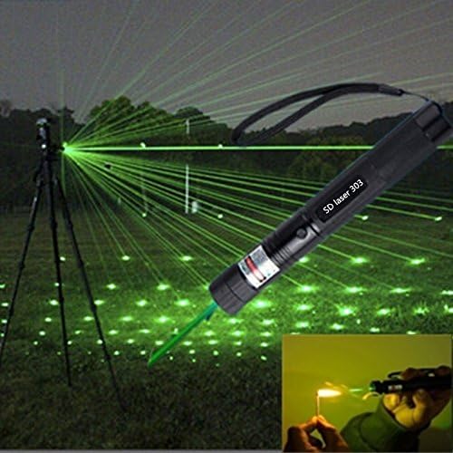 TDSACCE Green Laser Pointer Pen 532nm Adjustable Focus High Powered Burning Lazer With Star Filter (Color: Black)