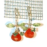 14K Gold Carnelian Botanica Earringsby Suz Andreasen, MADE IN AMERICA