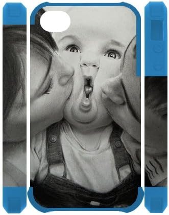 Generic Unique Otterbox-- Design Mother Kisses Baby Polymer four Color Black Red DoderBlue Coral Case Cover for iPhone4 iPhone4S