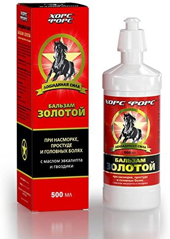 Golden Balm w/ Eucalyptus &amp; Clove for Cold &amp; Headache, 16.9 oz/ 500 ml (Horse Force)