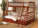 Coaster Twin Full Cherry Solid Wood Bunk Bed Bunkbed Drawer