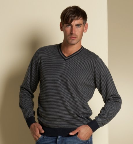 Big & Tall Fine Stripe V-Neck Jumper