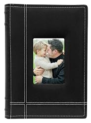Black Old Town Leather Photo Album with Contrast Stitching - Stores 300 Pictures (2 Pack)